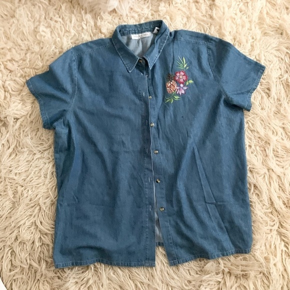 Victoria Jones | Denim Chambray Button Down Shirt - Picture 3 of 11